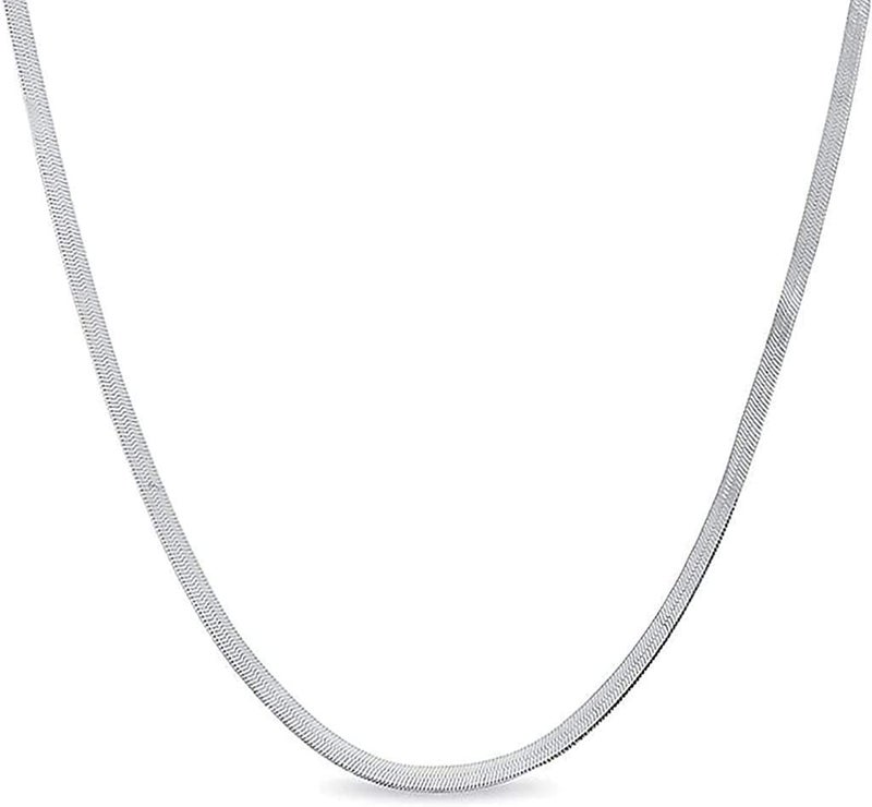 Savlano 925 Sterling Silver 2.5mm Herringbone Flat Snake Magic Chain Necklace for Women & Men with a Gift Box - Made in Italy (18, 2.5mm) - Image 1